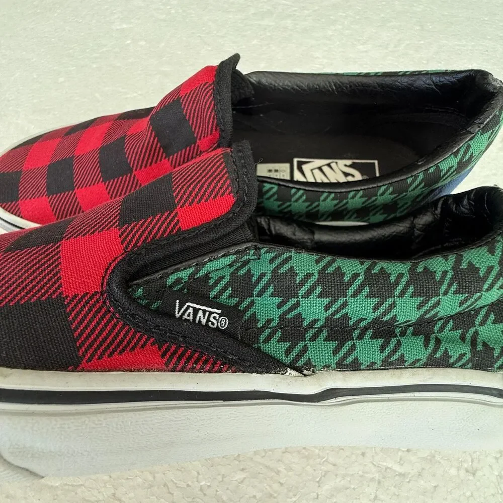 Size 7 - Vans Classic Buffalo Mix Red Green Blue Skate Shoes Women's - Picture 10 of 10